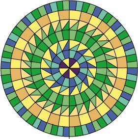 Геометрия мозаичной розетки - цветовое решение для камня